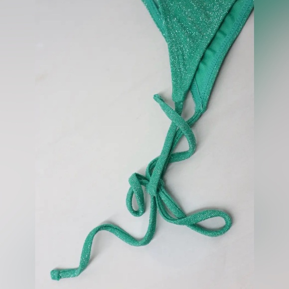 Green Sparkle Underwire Tie Side Bikini Set - Picture 9 of 12